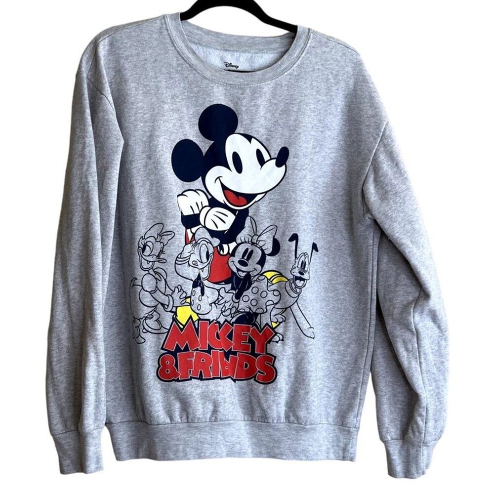 Disney Mickey Mouse Sweater Juniors XL 15-17 Grey Mickey & Friends 90s 80s Y2K